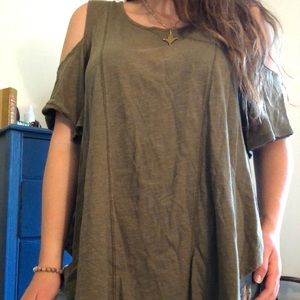 Cold Shoulder Forrest Green Top